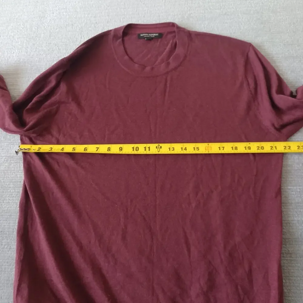Banana Republic Merino Wool Sweater Mens M Burgundy Lightweight Stretch‎ Casual